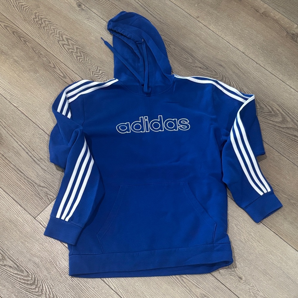 Adidas Royal Blue Logo Hoodie with White Accents. Men's M. Excellent condition.